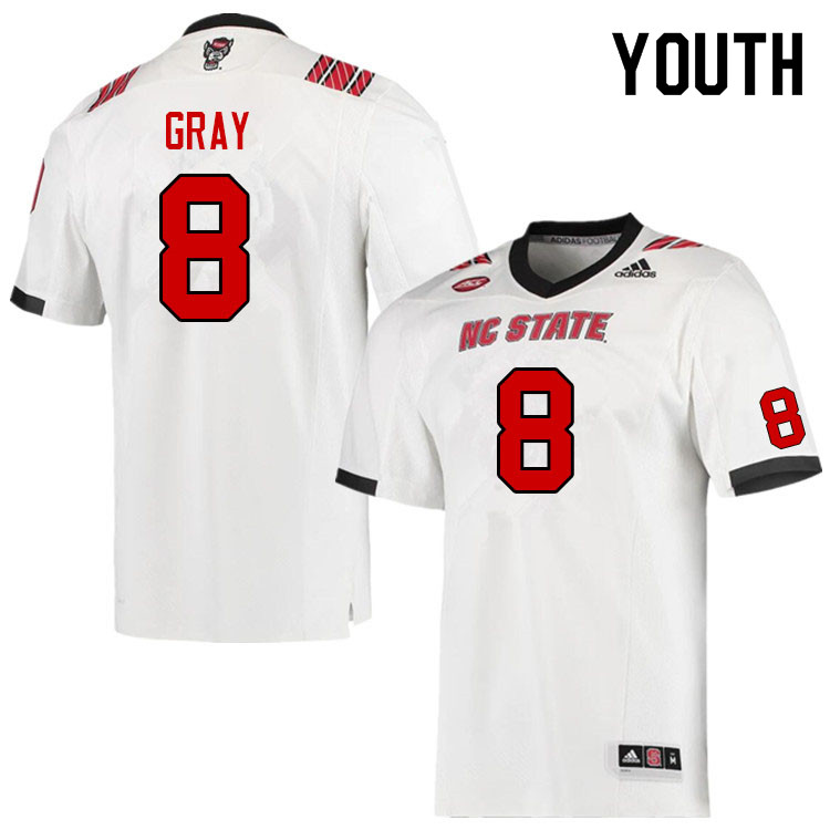 Youth #8 Julian Gray NC State Wolfpack College Football Jerseys Sale-White